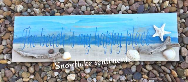 The Beach Is My Happy Place, Salty Kisses & Mermaid Wishes, Seaside Decor, Bathroom Sign, Deck - image 1