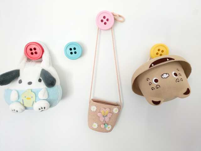 Button Wall Hook Playful Kids Decor For Bedrooms, Playrooms, Nursery With Hidden Screws - image 1