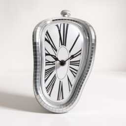 Melting Mirror Clock - Silver Roman Wall Clock, Surrealist Home Decor, Modern Bookshelf Accent - thumbnail 2