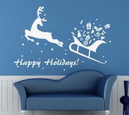 Holiday Rain Deer Decal Wall Decals For Walls Christmas Stickers Stick On Wall Art Decalisland - Christmasdeer - thumbnail 1
