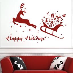 Holiday Rain Deer Decal Wall Decals For Walls Christmas Stickers Stick On Wall Art Decalisland - Christmasdeer - thumbnail 2