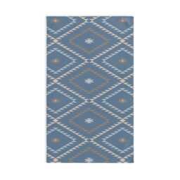 Hand Towel, Southwestern Geometric, Denim Blue Beige, Rustic Kitchen Modern Boho Bathroom Tea Dish Towel - thumbnail 2