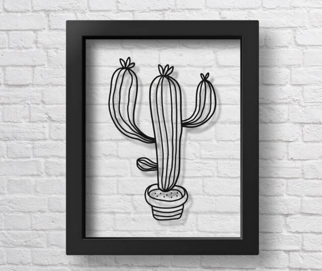 Transparent Cactus Poster Print Office Decor Nursery Wall Art Children Gift Sketch Kids - image 1
