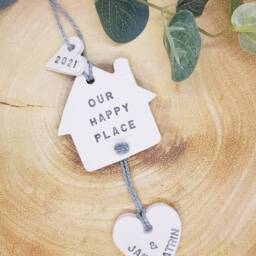 Our Happy Place Personalised House Gift, New 2025 Clay Keepsake, Home Together, Sweet 1st - thumbnail 2