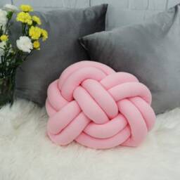 "Handmade Knot Pillow Powder Pink Decorative Cushion - 11.02"" X 14.96" - thumbnail 1