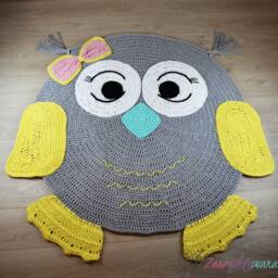 Crochet Owl Rug Baby Nursery Decor, Woodland Play Mat - thumbnail 2