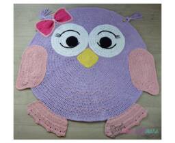 Crochet Owl Rug Baby Nursery Decor, Woodland Play Mat - thumbnail 1