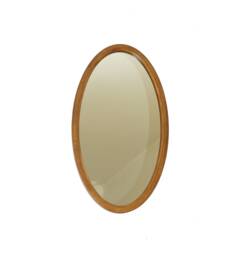 "Large Oval Mirror For Living Room & Hallway, Wooden Frame Bathroom Wall Mirror, 1960S Oval Decorative Entryway ""Tiller" - thumbnail 1