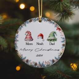 Custom Family Christmas Ornament 2024 Personalized Santa Hat Bauble - thumbnail 3