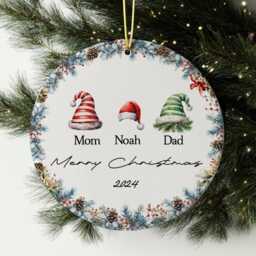 Custom Family Christmas Ornament 2024 Personalized Santa Hat Bauble - thumbnail 2