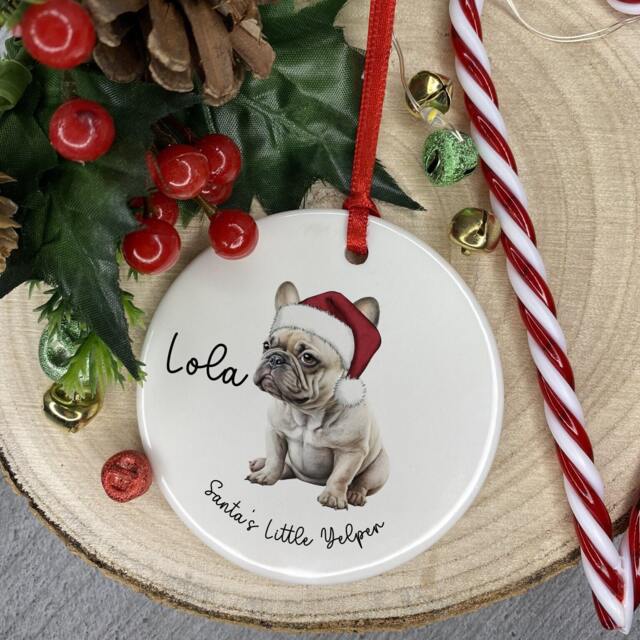 Personalised French Bulldog Christmas Ornament Frenchie Santa Paws Gift - image 1