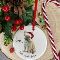 Personalised French Bulldog Christmas Ornament Frenchie Santa Paws Gift - thumbnail 2