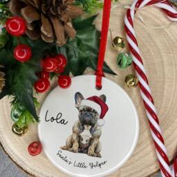 Personalised French Bulldog Christmas Ornament Frenchie Santa Paws Gift - thumbnail 3