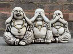 Cement Three Wise Buddha Set Figurine Stone See No Evil, Hear Speak Evil Statues Zen Garden Decor Japanese Meditation Sculptures - thumbnail 1