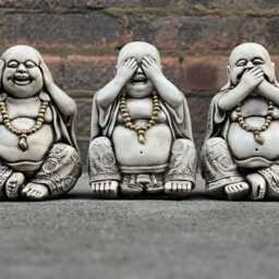 Cement Three Wise Buddha Set Figurine Stone See No Evil, Hear Speak Evil Statues Zen Garden Decor Japanese Meditation Sculptures - thumbnail 3