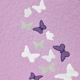 Butterfly Blanket, Purple White Gray Quilt Modern Baby Crib Blanket - thumbnail 2