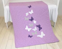 Butterfly Blanket, Purple White Gray Quilt Modern Baby Crib Blanket - thumbnail 1