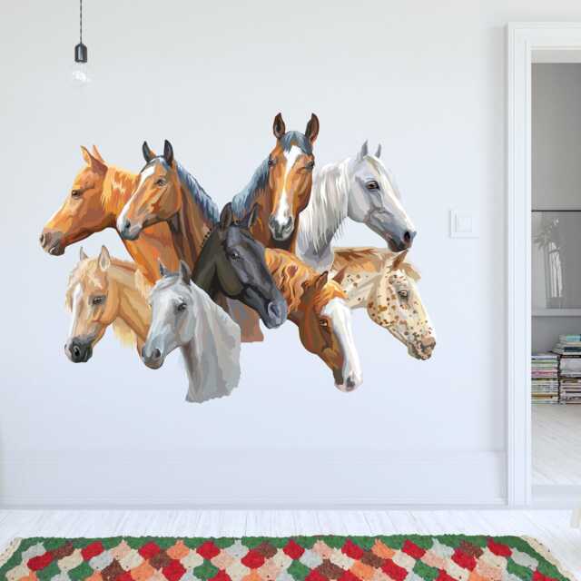 Horse Wall Sticker - 9 Horses Art - image 1