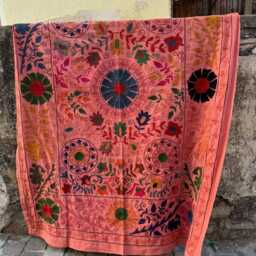 Bright Color Suzani Quilt Artisan Embroidered Bedding - thumbnail 2