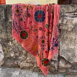 Bright Color Suzani Quilt Artisan Embroidered Bedding - thumbnail 4