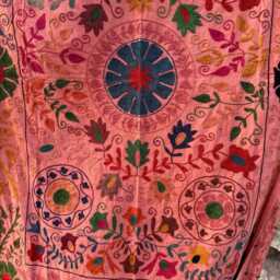 Bright Color Suzani Quilt Artisan Embroidered Bedding - thumbnail 3