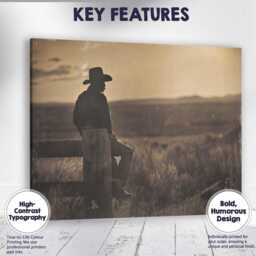 Sepia Lone Cowboy Western Prairie Landscape Photography Canvas Wall Art Print Decor Picture Ready To Hang - thumbnail 1