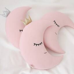 Pale Pink Crescent Moon Cushion For Nursery Decor, Baby Shower Gift Idea Dreamy Pillow Infant Canopy Kids Room Sky Bed Newborn Girl Teepee - thumbnail 2