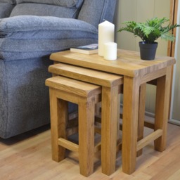Oak Nest Of 3 Coffee Tables Side Tables For Living Room, Assembled