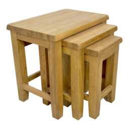 Oak Nest Of 3 Coffee Tables Side Tables For Living Room, Assembled - thumbnail 3