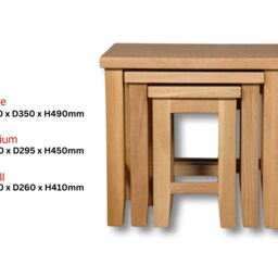 Oak Nest Of 3 Coffee Tables Side Tables For Living Room, Assembled - thumbnail 2