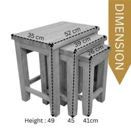 Oak Nest Of 3 Coffee Tables Side Tables For Living Room, Assembled - thumbnail 4