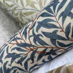 "William Morris Design Cushion, Decorative Pillow For Sofa Or Bed, Blue Leaf Bedroom Accent Cushion 16"" X 6" - thumbnail 4