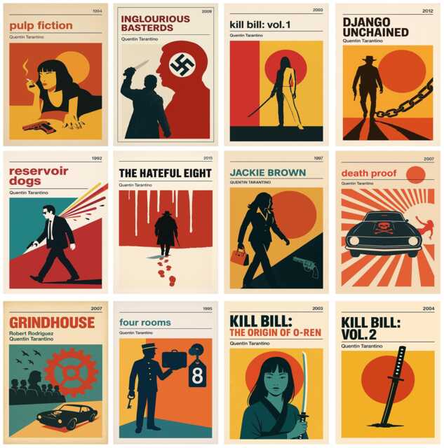 Minimal Tarantino Movie Prints - Retro Cinema Wall Art Framed Options, Unframed & Ready-To-Hang Canvas - image 1