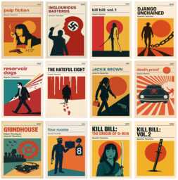Minimal Tarantino Movie Prints - Retro Cinema Wall Art Framed Options, Unframed & Ready-To-Hang Canvas - thumbnail 1