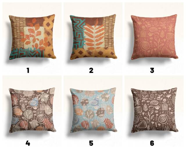 Terracotta Abstract Pillow Cover, Floral Minimalist Drawing Cushion Case, Flower Living Room Mid Century Modern Home Decoration - image 1