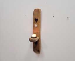 Dorset Driftwood Aubergine Purple & White Cream Glazed Ceramic Heart Night Light Candle Holder Sconce - thumbnail 1