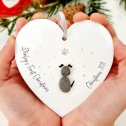Pet First Christmas Personalised Bauble - Dog Cat Pebble Tree Decoration Ornament - Pet's 1st Hanging - thumbnail 2
