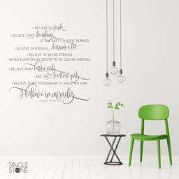Audrey Hepburn Wall Decal Quote I Believe in Miracles - Vinyl Art Home Decor - thumbnail 1