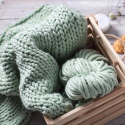 Chunky Knit Merino Wool Baby Blanket - Custom Designs & 70 Colors - thumbnail 3