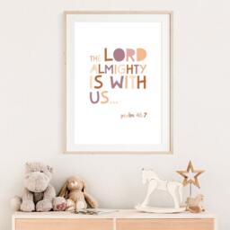 The Lord Is With Us, Christian Wall Art, Girls Bedroom Prints, Bible Verse Nursery Scripture Art - thumbnail 3