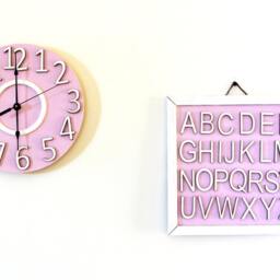 Wooden Alphabet Picture, Pink Wall Art, Nursery Kids Room, Wall Decor, Children Christening Gift - thumbnail 3