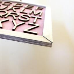 Wooden Alphabet Picture, Pink Wall Art, Nursery Kids Room, Wall Decor, Children Christening Gift - thumbnail 2