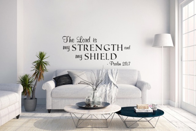 "Vinyl Wall Decal - Psalm 287 ""The Lord Is My Strength & Shield" - image 1