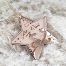 Personalized Christmas Bauble - Swan Star Baby's First - Personalized Ornament, Decoration - thumbnail 1