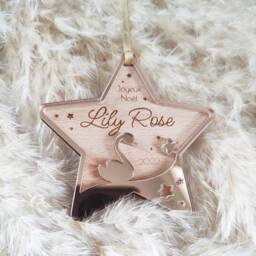 Personalized Christmas Bauble - Swan Star Baby's First - Personalized Ornament, Decoration - thumbnail 2