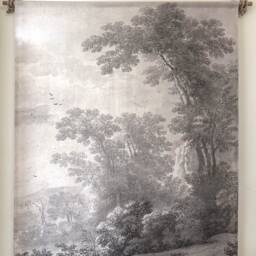 Linen Landscape Wall Hanging Vintage Dutch Tree Print - thumbnail 2