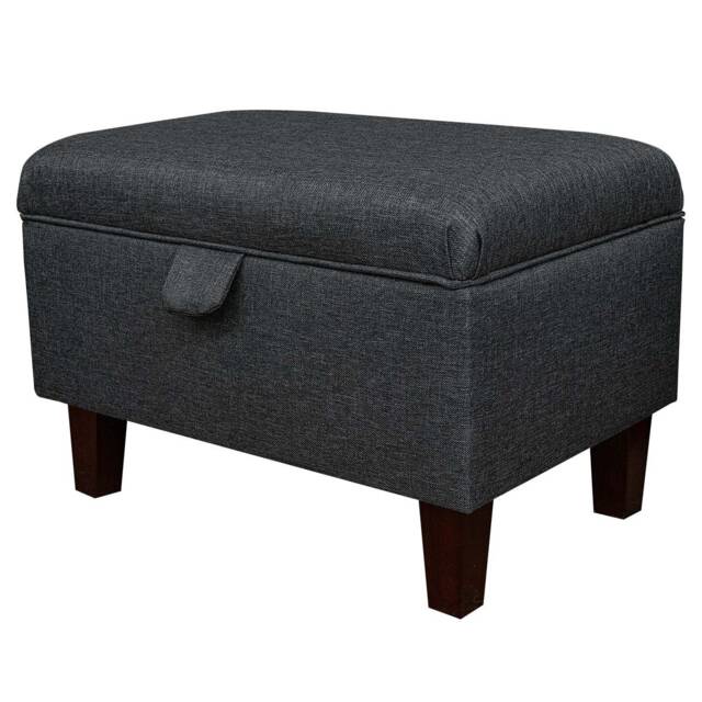 Handmade Charcoal Grey Storage Ottoman - Sawana Upholstery Fabric Bespoke British Made - image 1