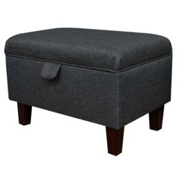 Handmade Charcoal Grey Storage Ottoman - Sawana Upholstery Fabric Bespoke British Made - thumbnail 1