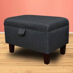 Handmade Charcoal Grey Storage Ottoman - Sawana Upholstery Fabric Bespoke British Made - thumbnail 4