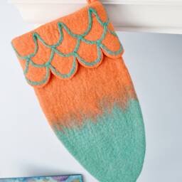 Felt Mermaid Christmas Stocking - Orange & Turquoise Colours - thumbnail 3